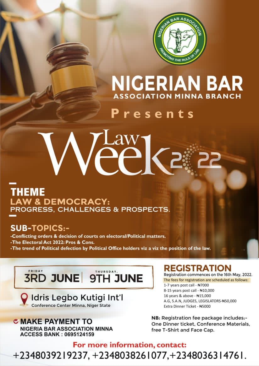NBA Minna Branch Dinner and Award Night to Hold on 9th June 2022